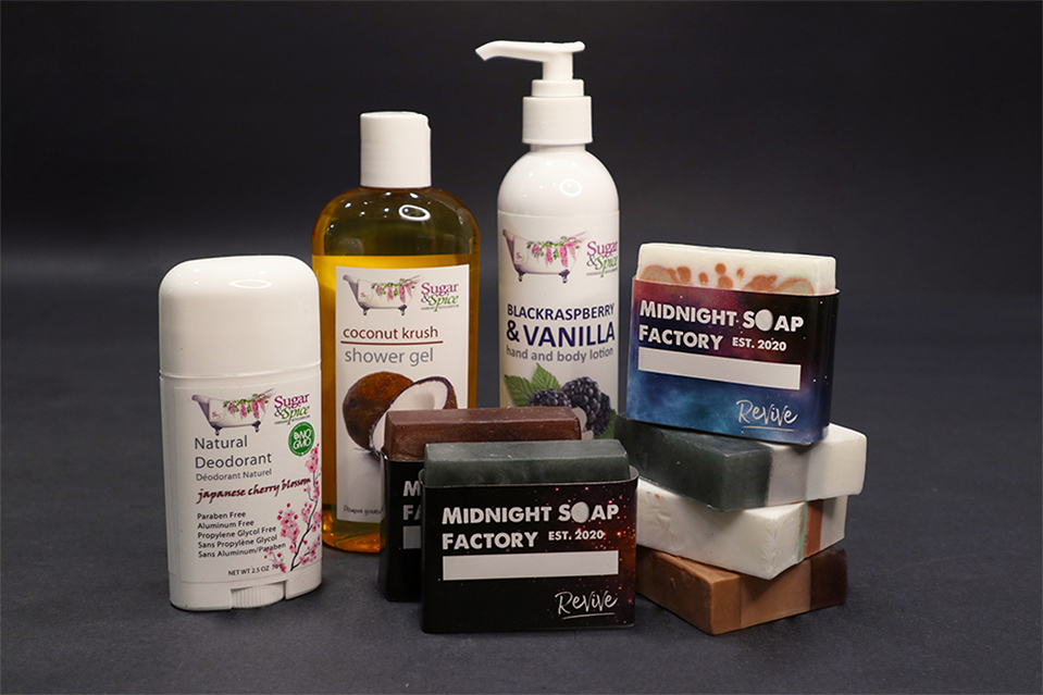 Cosmetic products with custom printed labels